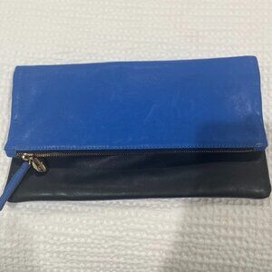 Clare V. Foldover Cobalt/Navy Clutch